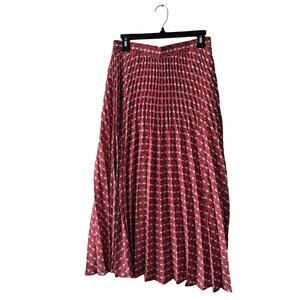 Max Studio Floral Accordion Pleated Midi Skirt Pull On A-Line Pink Womens Size S